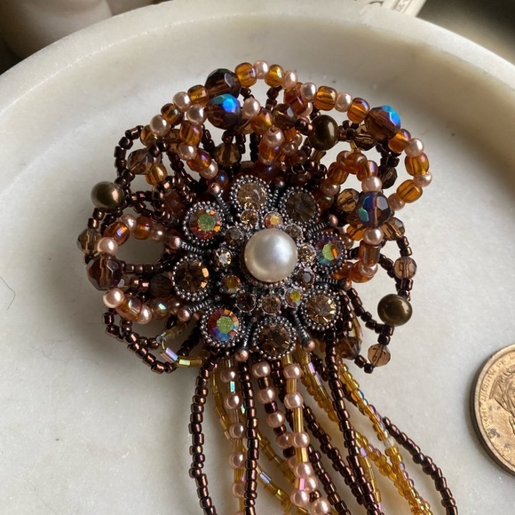 Beautiful Kirks Folly multicolor beaded broach pin - Picture 5 of 7